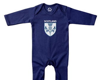 Scotland Thistle Badge Romper Suit For Baby, Scotland Thistle Badge Romper Suit, Rugby Gifts For Gifting