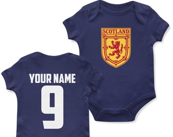 Custom Scotland Football Badge Babygrow For Baby, Personalised Scotland Coat Of Arms Babygrow, Personalised Gifts For Sports Event