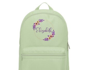 Personalised Embroidered Floral Wreath Mini Backpack For Girls Flowers Toddlers Back To School Nursery Embroidery Bag