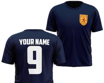 Camiseta de fútbol de Escocia personalizada para niños, camiseta personalizada con insignia de Escocia para niños, regalos personalizados para eventos deportivos