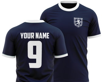 Personalised Name and Number Scotland Badge T shirt For Men, Scotland Personalised T Shirt For Men, Football Gifts For Personalised