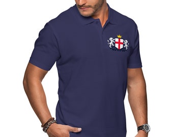 Polo brodé rétro avec écusson de l'Angleterre pour homme