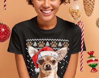 Chihuahua Christmas Tshirt, Chihuahua T Shirt, Mens Womens Kids Christmas Tshirt, Dog T shirt, Christmas Gift, Chihuahua Gift