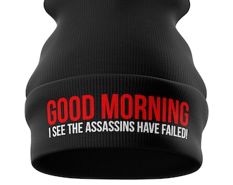 Assassins Have Failed Lustige Beanie Mütze, Beanie Beanie bestickt, Geschenk für Gamer, Geburtstag Lustige Geschenke für Sie Ihn, Herren Winter Kalte Ski