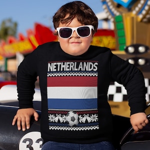 Niederlande Weihnachtspullover, Holland Fußball Weihnachten Sweatshirt für Jungen Mädchen Unisex Pullover für Schule Weihnachten Unterstützer Geschenke