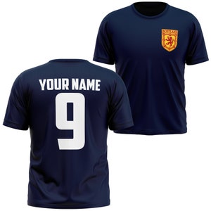 T-shirt de football écossais personnalisé pour enfants, t-shirt personnalisé pour enfants avec badge écossais, cadeaux personnalisés pour événement sportif