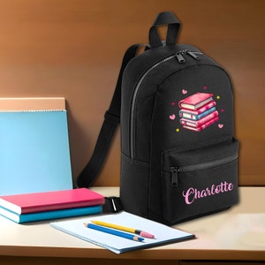 Mini sac à dos rose personnalisé pour filles avec nom personnalisé pour la rentrée des classes, sac de bébé pour enfants