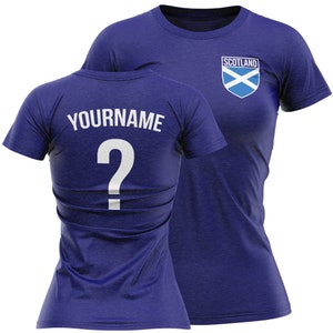 Schottland-Flaggen-Abzeichen-kundenspezifischer Name und Zahl Womens T-Shirt