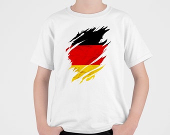 Kinder Deutschland zerrissenes T-Shirt, deutsche Fußball-Flagge zerrissenes Kinder-T-Shirt, Geschenke für ihn oder sie