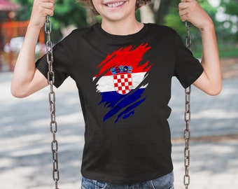 Camiseta rasgada de Croacia para niños, camiseta rasgada de Croacia para niños, regalos de fútbol para el país