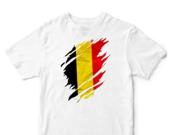 Belgien zerrissenes T-Shirt für Kinder, belgisches Fußball-Kinder-T-Shirt, Fußball-Geschenke für das Land
