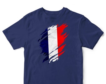 France T-shirt déchiré pour enfants, France T-shirt déchiré pour enfants, cadeaux de football pour pays
