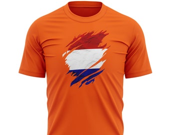 Netherlands Torn T shirt For Him, Mens Netherlands Football T Shirt, Gifts For Sports Event