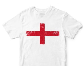 T-shirt drapeau Angleterre grunge enfant, T-shirt football rugby Angleterre