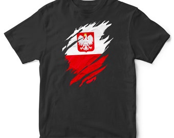 T-shirt drapeau de la Pologne pour enfants, T-shirt pour enfants drapeau déchiré par le football de la Pologne, cadeaux de football pour le pays