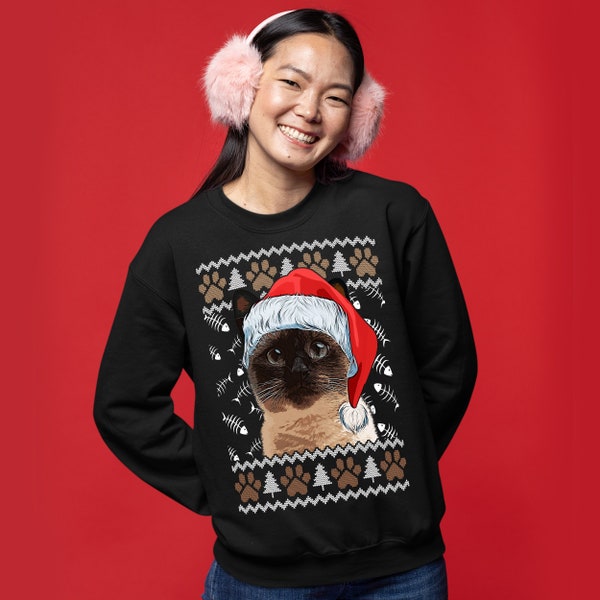 Siamese Cat Christmas Sweater, Cat Sweatshirt, Christmas Sweater, Christmas Gift for Her, Mens Womens Kids, Siamese Cat Christmas Gift