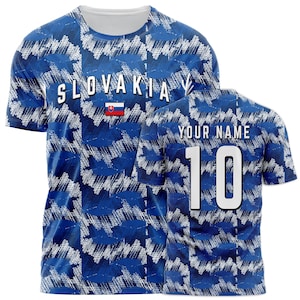 Maglietta da calcio slovacca, maglia da calcio slovacca personalizzata, maglia per tifosi di calcio