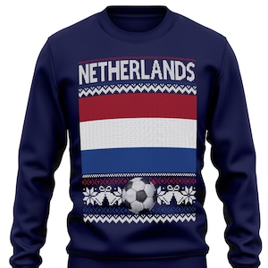 Niederlande Weihnachtspullover, Fußball-Weihnachts-Sweatshirt für Sie oder Ihn Unisex Lustiger Pullover für Weihnachten Fußballanhänger Geschenke Weihnachten