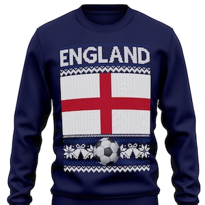 England-Weihnachtspullover, Fußball-Weihnachts-Sweatshirt für Sie oder Ihn Lustiger Unisex-Pullover für Weihnachtsunterstützer Geschenke Weihnachten
