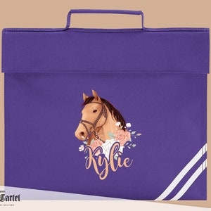 Sac à livres pour chevaux, sac à livres personnalisé, sac d’école personnalisé, cadeau parfait pour retourner à l’école, sac à livres à nom personnalisé, école de chevaux