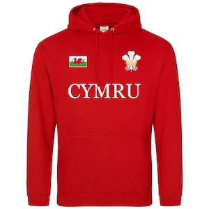 Cymru Badge Flag Hoodie Herr Wales Supporter Hoodie
