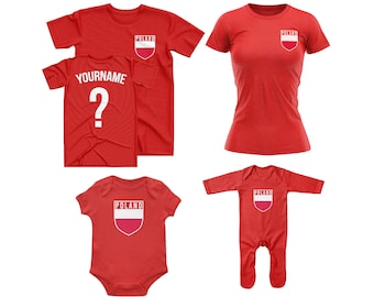 Polen Name und Zahl Anhänger Outfit, Polnische Fußball Top, Anhänger Jersey, personalisierter Name, personalisiertes T Shirt Babywear Him Sies