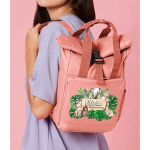 Mini sac à dos à roulettes pour animaux de safari tropical pour enfants, sac à dos Safari personnalisé pour les tout-petits, cadeaux pour tout-petits