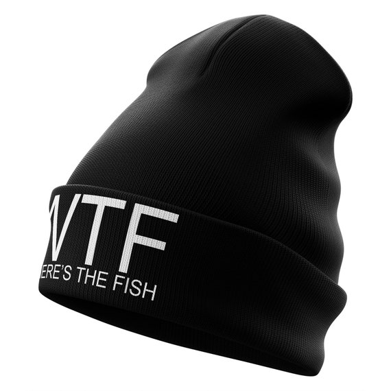 WTF Fishing Beanie Hat EMBROIDERED 