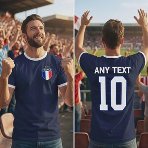 France Personalised Football T shirt For Men, Custom English Badge Mens Tee, Tee For Sports Event, England Football Gift image 3