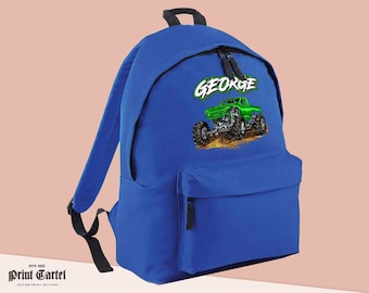Personalised Monster Trucks Backpack, Personalised School Bag, Personalised Backpack, Childs Backpack, Boys backpack, Kids Backpack
