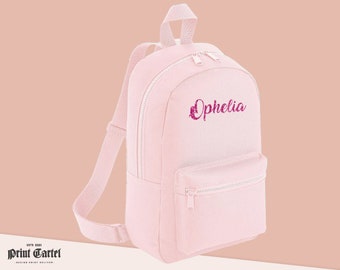 Custom Glitter Name Mini Backpack For School, Personalised Toddler Bag