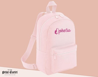 Glitter Name Backpack, Personalised School Bag, Kids Personalised Backpack, Back to School, Nursery Bag, Mini Backpack, Preschool Bag