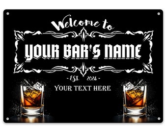 Custom Bar Sign for Home Pub or Garden, Personalised Whiskey Design Wall Plaque, Man Cave Decor, Outdoor Bar Sign, Est. Ideal Year Gift Idea
