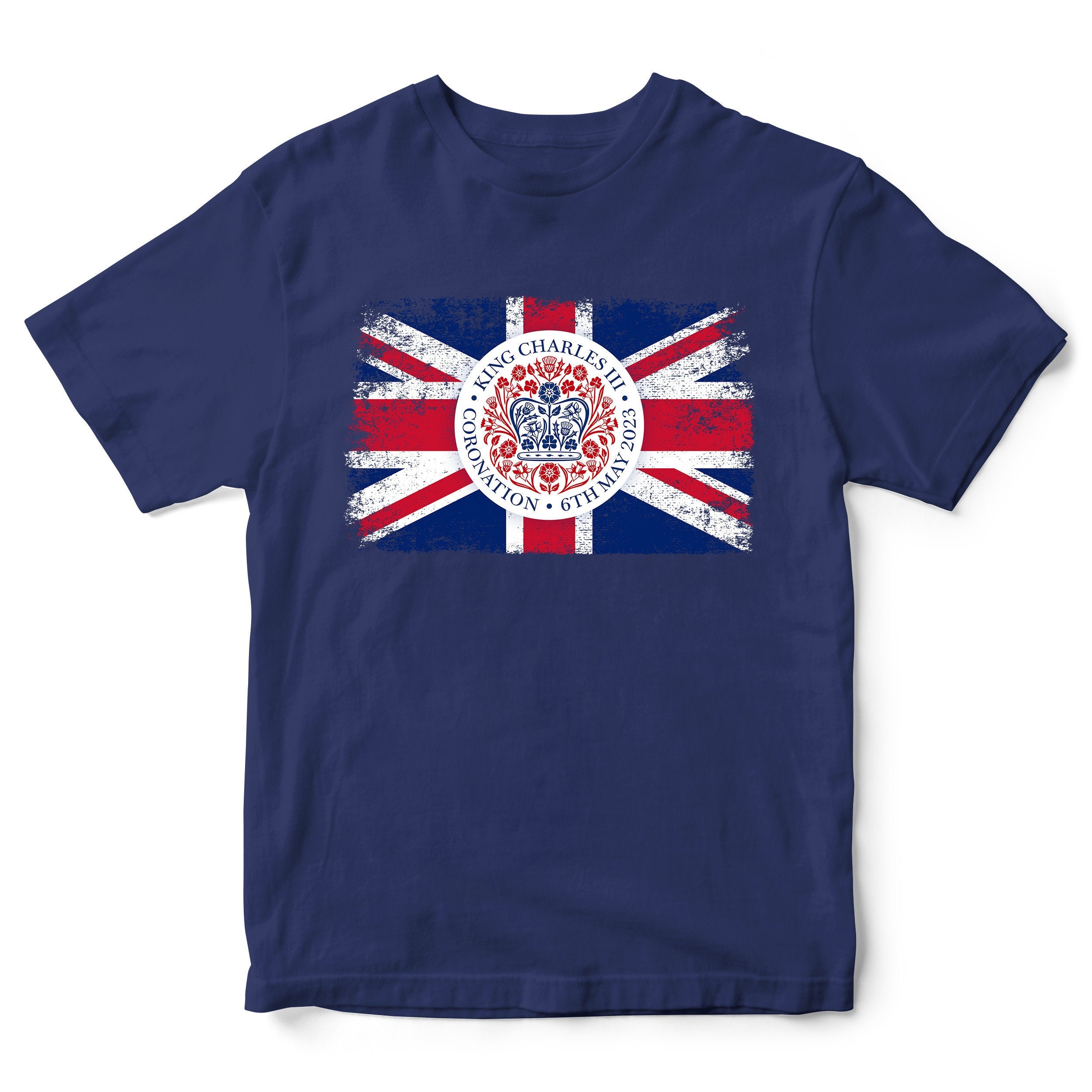 King Charles Coronation Emblem Flag T Shirt For Kids, Union Jack Coronation Kids T Shirt, Kids Coronation Gifts For Street Party
