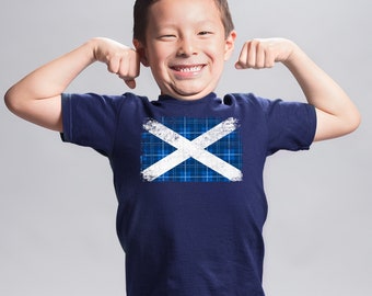 T-shirt écossais tartan pour enfants, T-shirt écossais pour enfants, cadeaux country pour le rugby