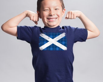 Camiseta de tartán de Escocia para niños, camiseta de Escocia para niños, regalos de campo para el rugby