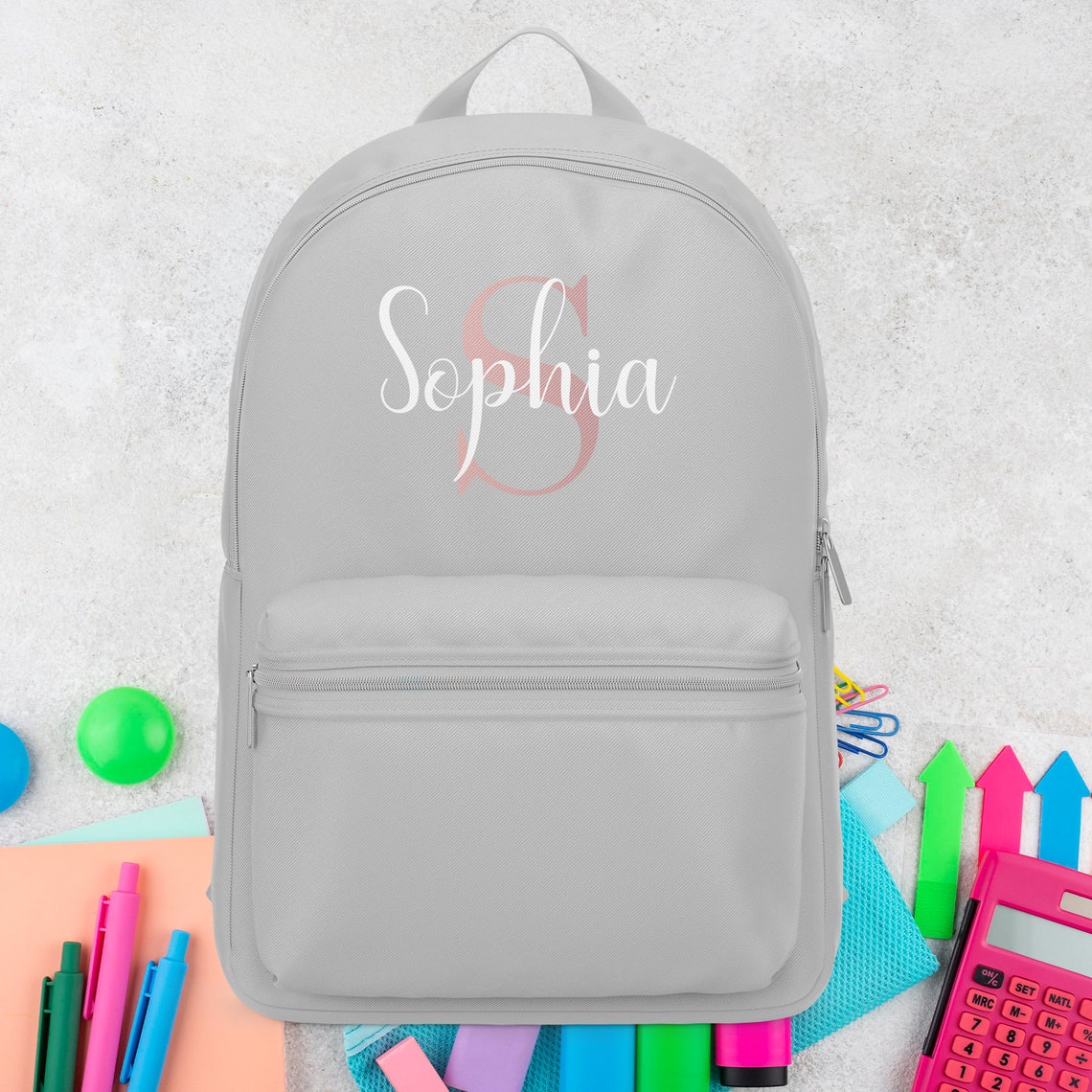 Personalised School Bag With Name and Initial Rose Gold Kids Etsy