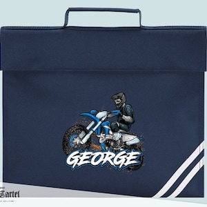 Dirt Bike, Motocross, Sac de livre personnalisé, Sac d’école personnalisé, Cadeau parfait Retour à l’école, Sac de livre Nom personnalisé, Porte-livre