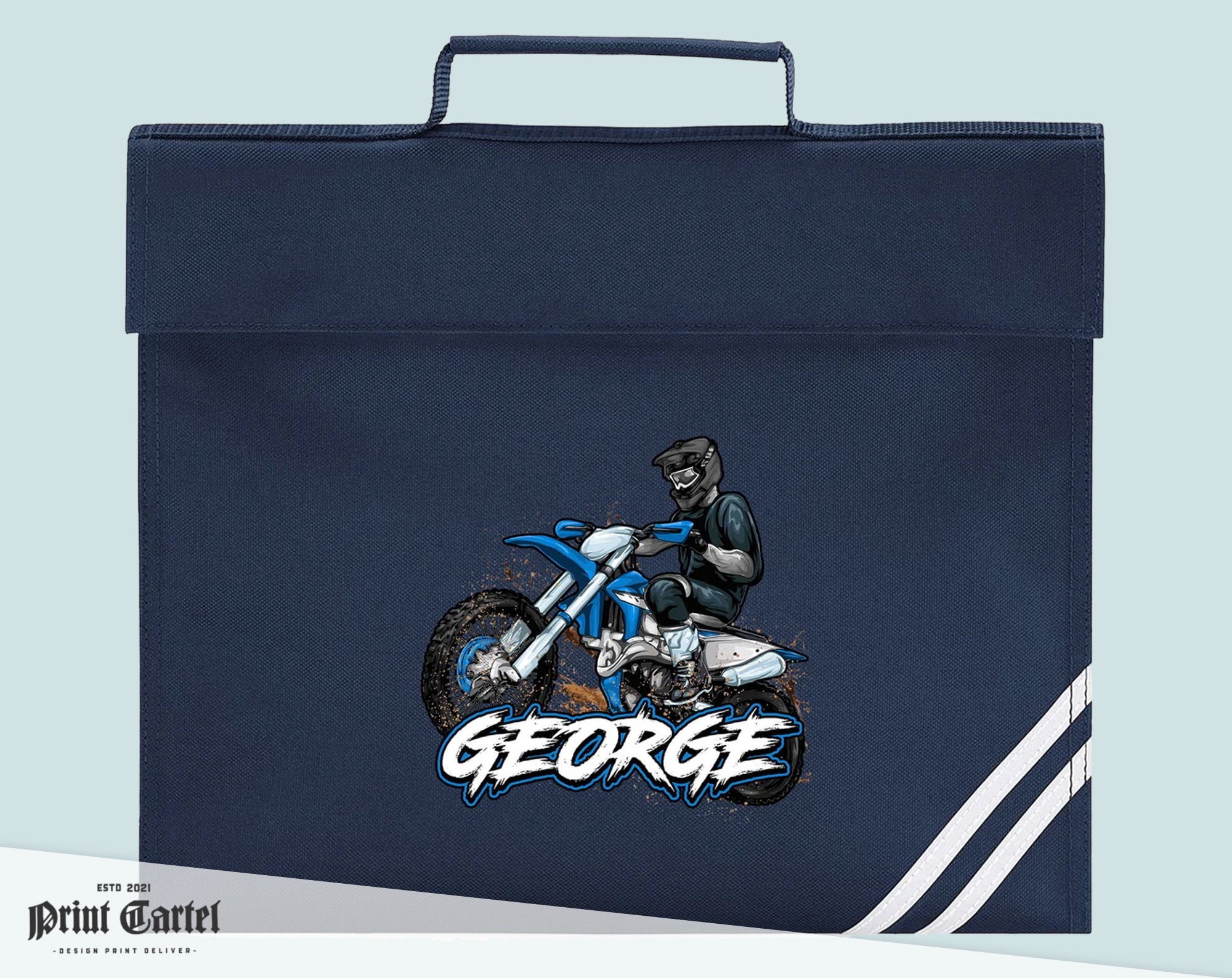 Crossmotor, Motorcross, Gepersonaliseerde boekentas, gepersonaliseerde schooltas, perfect cadeau Terug naar school, aangepaste naam boekentas, boekhouder