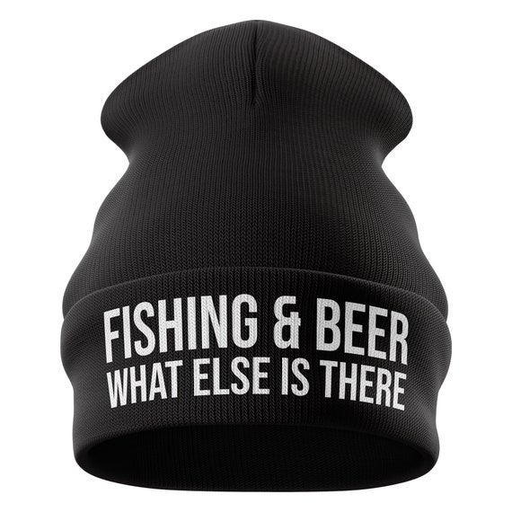 Fishing and Beer, Funny Beanie Hat, Fishing Hat, Gift for Fisherman, Fishing Gift, Dad Grandad Boyfriend Him Winter Cold Birthday