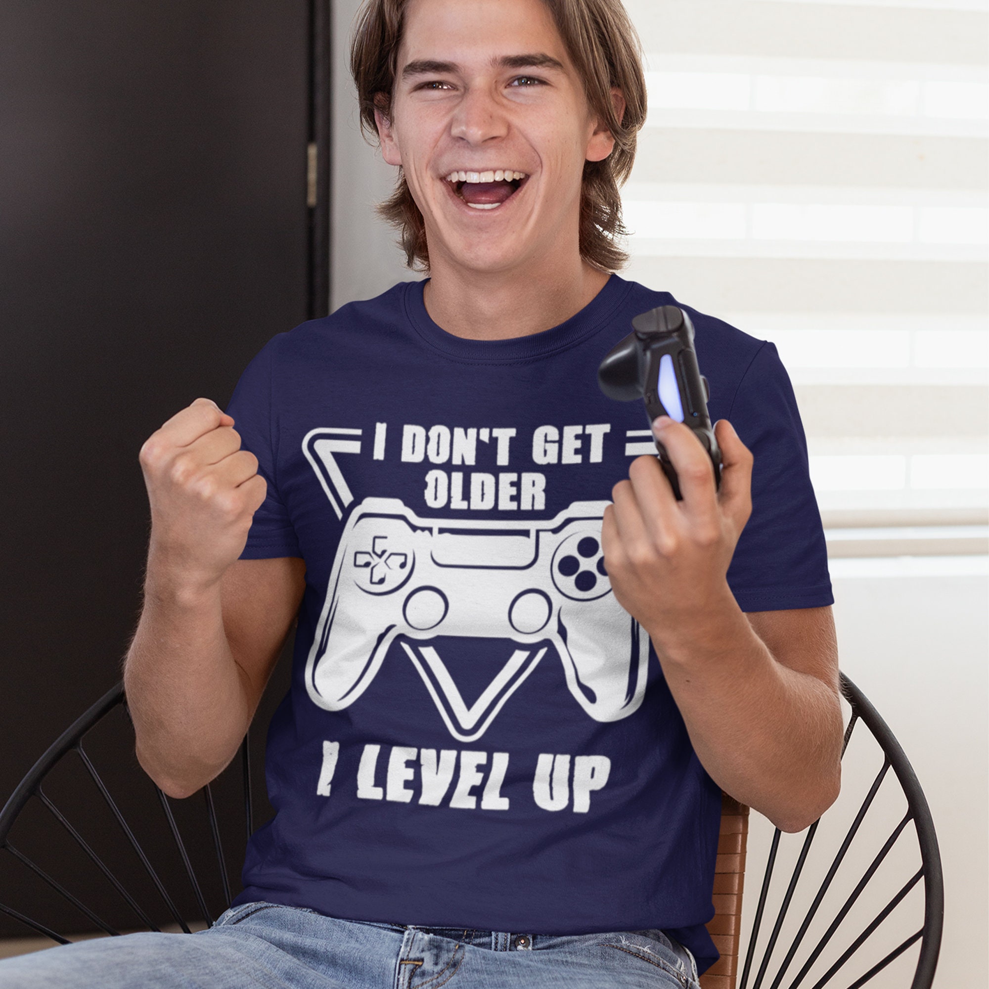 "I Don't Get Older I Level Up" Funny Gamer Birthday T-Shirt | Unisex Black Tee