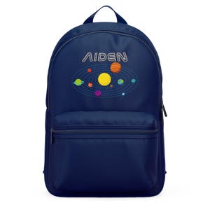 Personalised Kids Solar System Mini Backpack, Space Theme Design with Custom Name Back to School Gift for Nursery Boys and Girls Toddler Bag