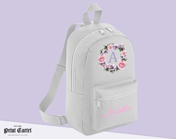 Personalised Name Initial Mini Backpack With Any Name Girls Boys