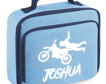 Personalised Motocross Stunt Bike Lunch Bag Kids