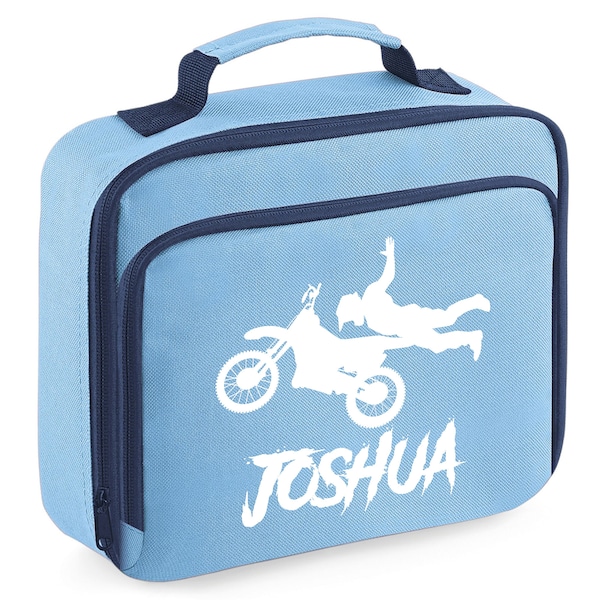 Personalised Motocross Stunt Bike Lunch Bag Kids