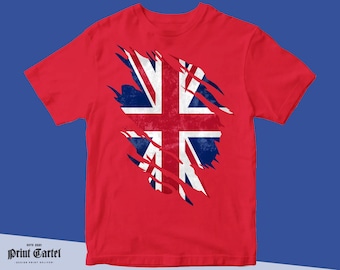 Union Jack Torn Flag T Shirt, Union Jack Gifts for Boys and Girls, Queens Platinum Jubilee, Royal Celebrations, Jubilee Street Party
