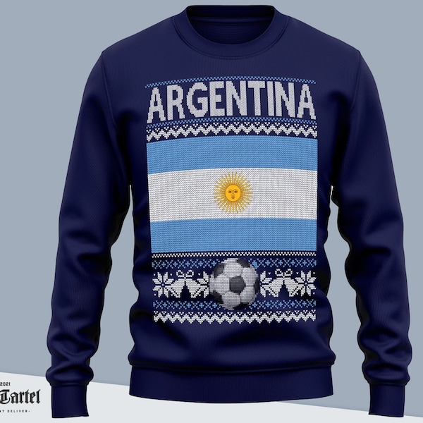 Argentina Christmas Jumper, Football Christmas Sweatshirt for Him Or Her Unisex Funny Jumper for Xmas Day Soccer Supporters Gifts Xmas