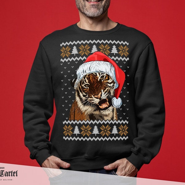 Tiger Christmas Sweater, Tiger Sweatshirt, Christmas Sweater, Christmas Gift for Her, Mens Womens Kids, Tiger Christmas Gift