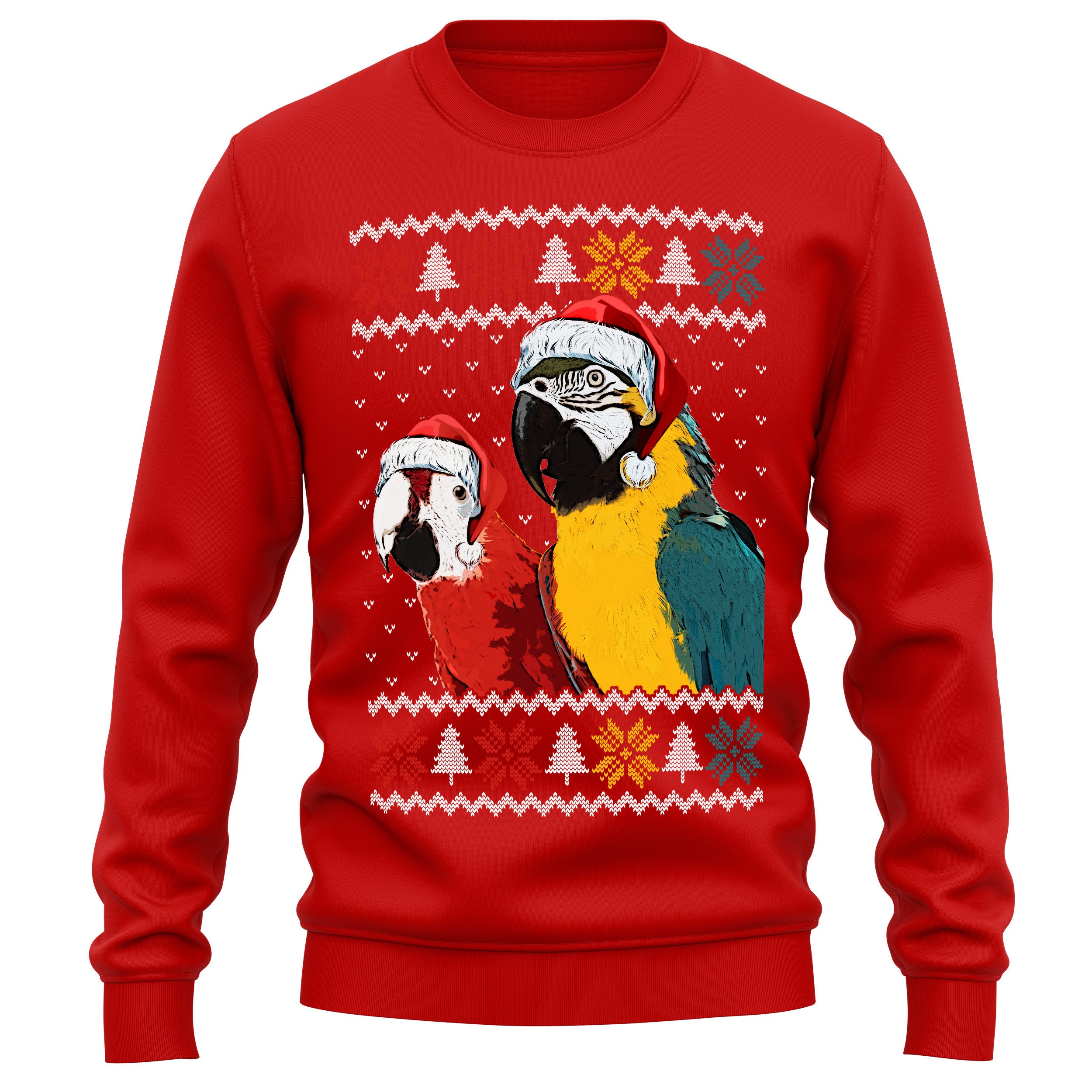PrintCartelStore Parrot Christmas Sweater Parrot Sweatshirt Christmas Sweater Christmas Gift for Her Mens Womens Kids Parrot Christmas Gift