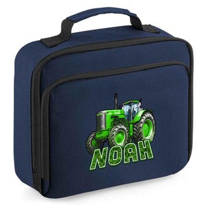 Personalised Boys Tractor Lunch Bag, Farming Design Lunch Box for Boys, Customised Bag with Printed Name, Back to School Lunch Bag for Kids
